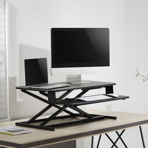 Estacin de trabajo de escritorio ajustable, sentado o de pie, negro VALUE