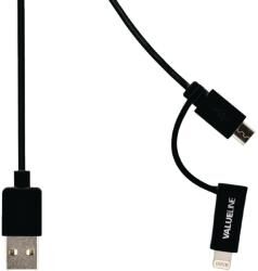 CABLE TELEFONO USB 2.0 1 M. MICRO USB + IPHONE 5/IPOD/IPAD LIGHTNING CARGADOR/SINCRONIZACION 8 PINES NEGRO