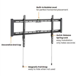 Soporte de pared para TV, distancia a la pared de 27 mm, fijo, < 75 kg, VESA 800x400, <228,6 cm (90"), fijo, negro Value