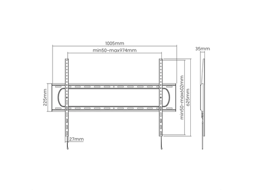 Soporte de pared para TV, 35mm de distancia a la pared, <120kg, <304,8cm (120"), VESA 900x600 VALUE